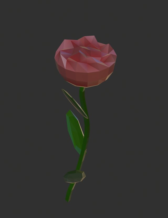 Lowpolygonal rose 3D Модель .c4d .max .obj .3ds .fbx .stl .blend 