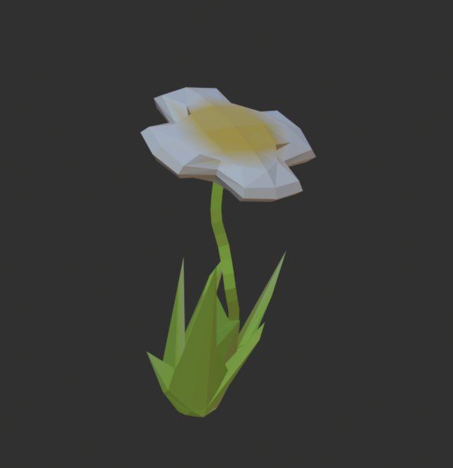 Lowpolygonal camomile 3D Model .c4d .max .obj .3ds .fbx .stl .blend 