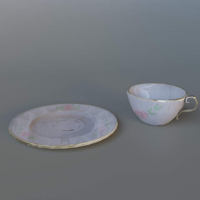 Plate and cup 3D Model .c4d .max .obj .3ds .fbx .stl .blend 