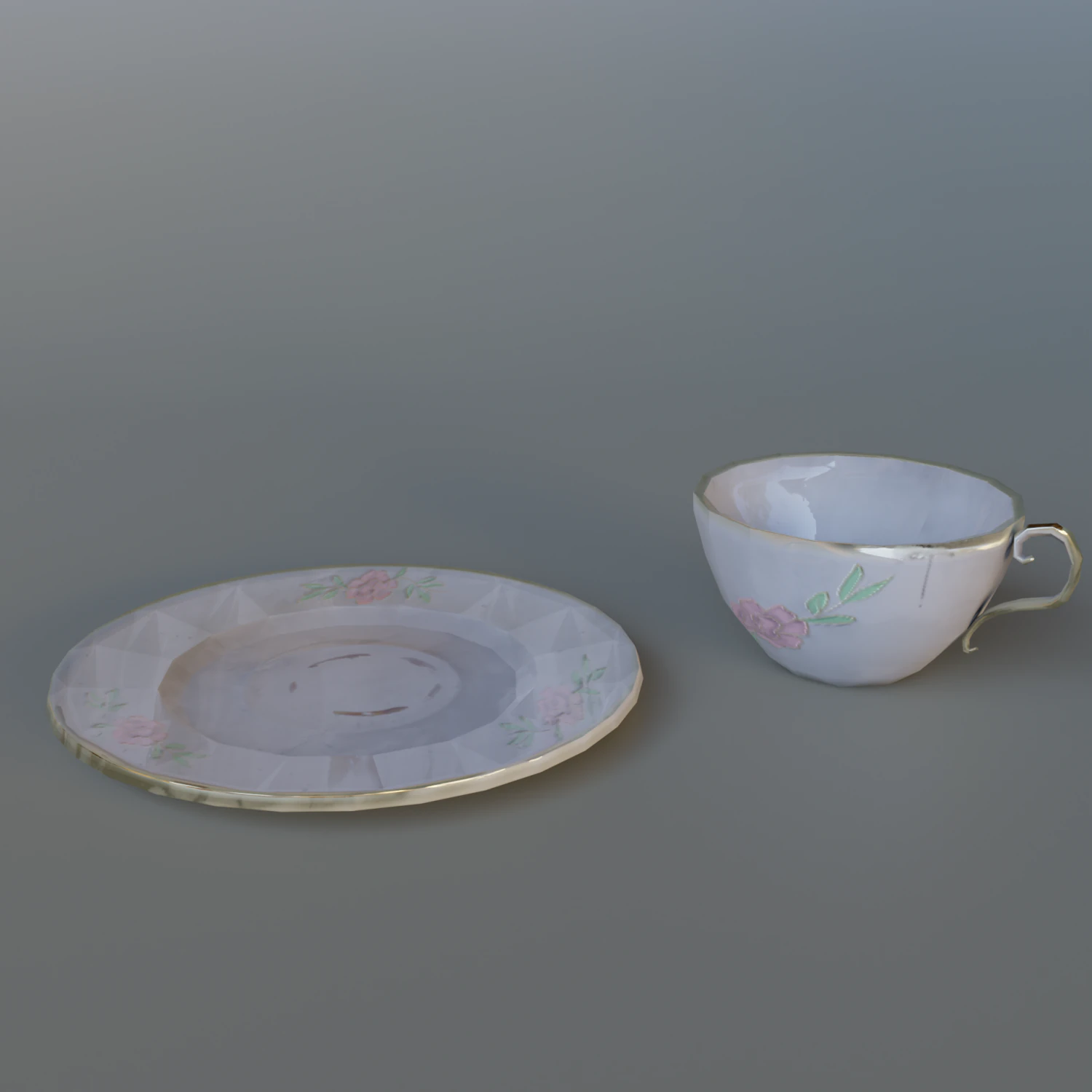 Plate and cup 3D Model .c4d .max .obj .3ds .fbx .stl .blend 