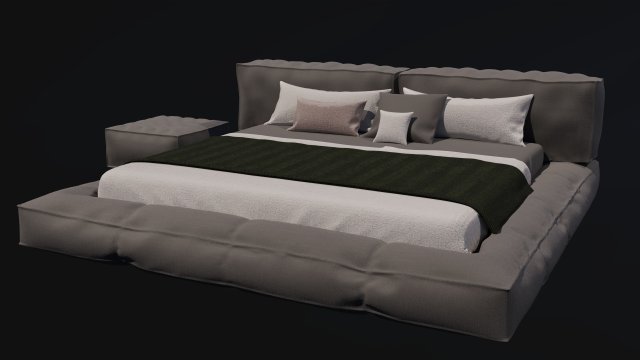 Soft jersey bed 2600x2500 3D 模型 .c4d .max .obj .3ds .fbx .stl .blend 