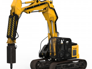 JCB Excavator Breaker Hammer 3D Model
