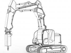 JCB Excavator Breaker Hammer Modelo 3D