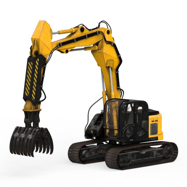 JCB Claw Excavator Model 3D .c4d .max .obj .3ds .fbx .stl .blend 