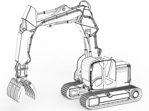 JCB Claw Excavator Model 3D