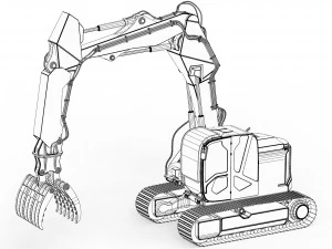 JCB Claw Excavator 3D Model