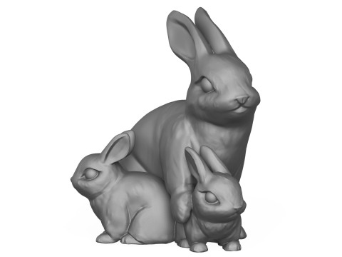 Rabbit Family 3D Print Model
