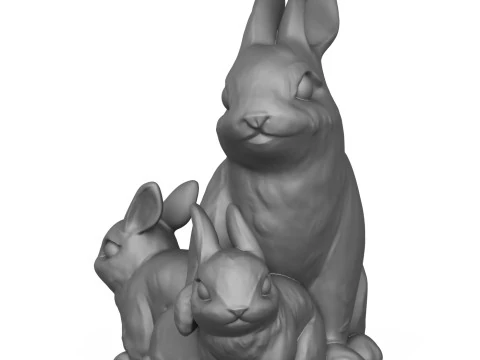 Rabbit Family 3D Print Model