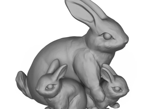 Rabbit Family 3D Print Model