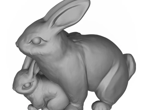 Rabbit Family 3D Print Model