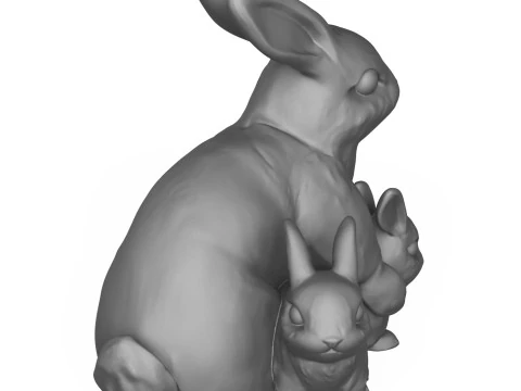 Rabbit Family 3D Print Model