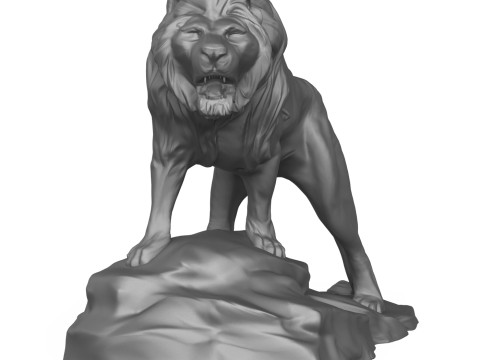 Lion Sculpture 3D Printable Model 3D 打印模型