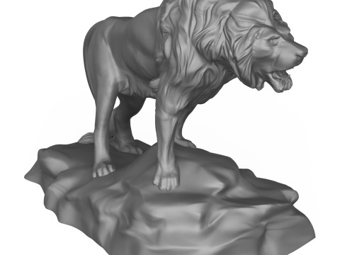 Lion Sculpture 3D Printable Model 3D 打印模型