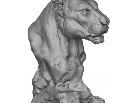Wild Lioness Head Sculpture 3D Print Model 3D Baskı Modeli