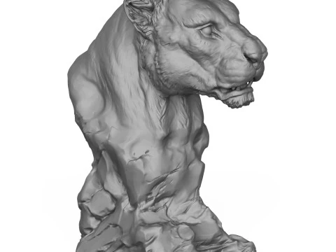 Wild Lioness Head Sculpture 3D Print Model 3D Print Model