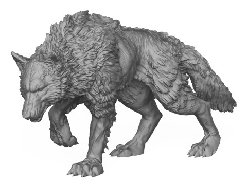 Wild Dire Wolf 3D Print Model Model do druku 3D