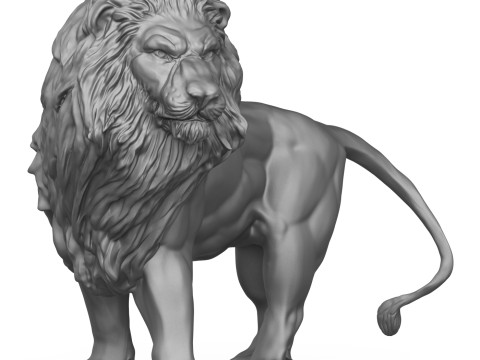 Lion Sculpture 3D Print Model Model Cetak 3D