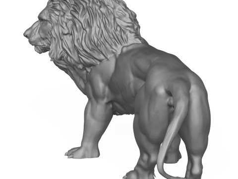 Lion Sculpture 3D Print Model Model Cetak 3D