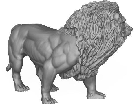 Lion Sculpture 3D Print Model Model Cetak 3D