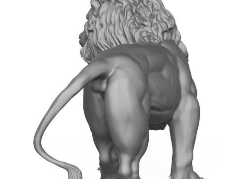Lion Sculpture 3D Print Model Model Cetak 3D