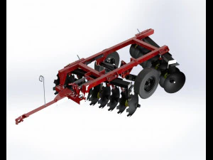 SEMI-HEAVY HRROW WITH 22 DISCS 3D Model
