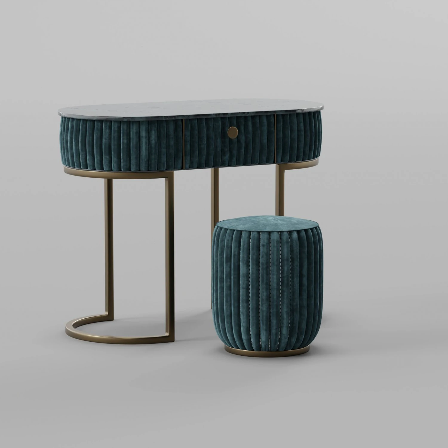Velvet Dressing Table 3D Model .c4d .max .obj .3ds .fbx .stl .blend 