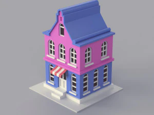 Cartoon Dutch Buildings 01 3D Model