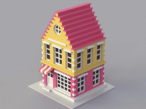 Cartoon Dutch Buildings 01 3D Model