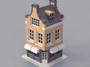 Cartoon Dutch Buildings 01 3D Model