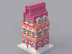Cartoon Dutch Buildings 01 3D Model