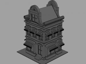 Cartoon Dutch Buildings 01 3D Model