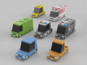 Low poly Cars 01 3D Model