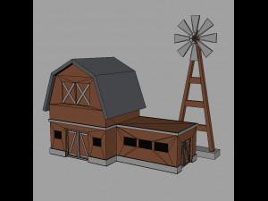 Low poly farm Buildings 01 3D मॉडल