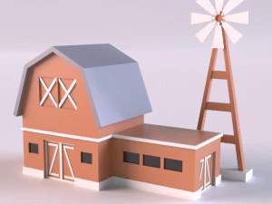 Low poly farm Buildings 01 3D Model