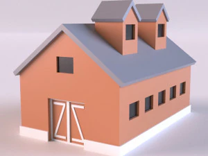 Low poly farm Buildings 01 3D Model