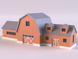 Low poly farm Buildings 01 3D Model