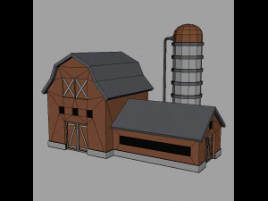 Low poly farm Buildings 01 3D Model