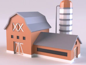 Low poly farm Buildings 01 3D Model