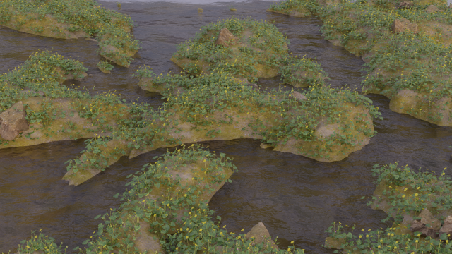 Plots of land with water 3D Модель .c4d .max .obj .3ds .fbx .stl .blend 