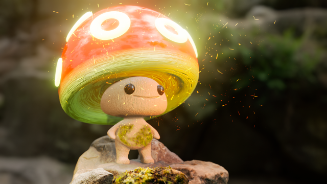 Glowing forest mushroom 3D Print Model .c4d .max .obj .3ds .fbx .stl .blend 