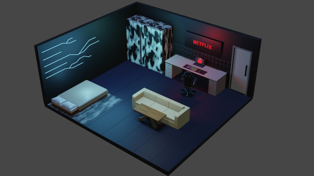 Spacious modern room Model Cetak 3D .c4d .max .obj .3ds .fbx .stl .blend 