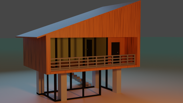 Two-storey house 3D Model .c4d .max .obj .3ds .fbx .stl .blend 
