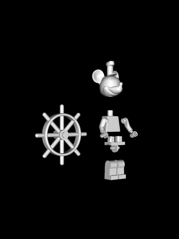 Steam Boat Willie - Lego Minifigure 3D Print Model .c4d .max .obj .3ds .fbx .stl .blend 