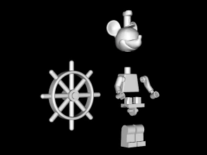 Steamboat Willie - Figur Mini Lego Model Cetak 3D