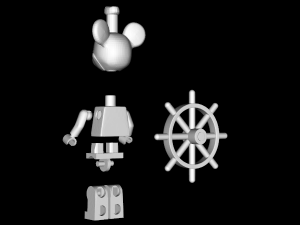Steam Boat Willie - Lego Minifigure 3D प्रिंट मॉडल