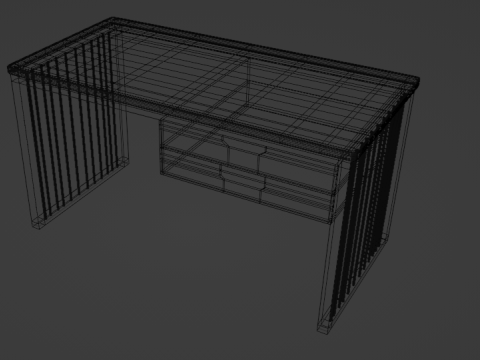 Modern Wooden Office Table with Metal Frame High-Poly 3Dモデル
