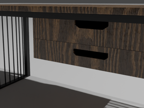 Modern Wooden Office Table with Metal Frame High-Poly 3Dモデル