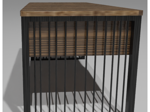 Modern Wooden Office Table with Metal Frame High-Poly 3Dモデル