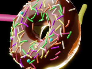 Donut collection chocolate vanilla blueberry strawberry pistachio 3D Model