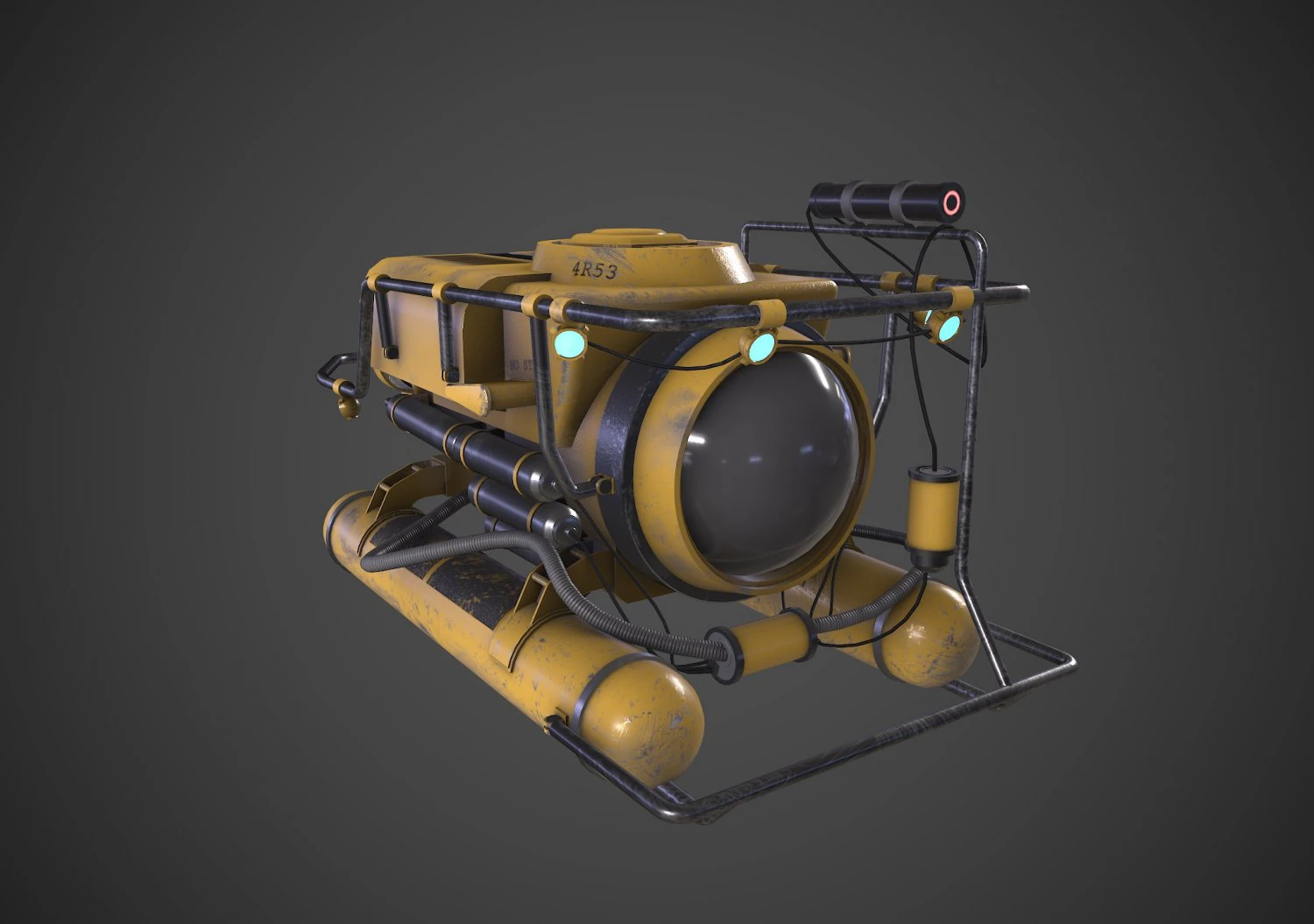 Submarine 3D Model .c4d .max .obj .3ds .fbx .stl .blend 